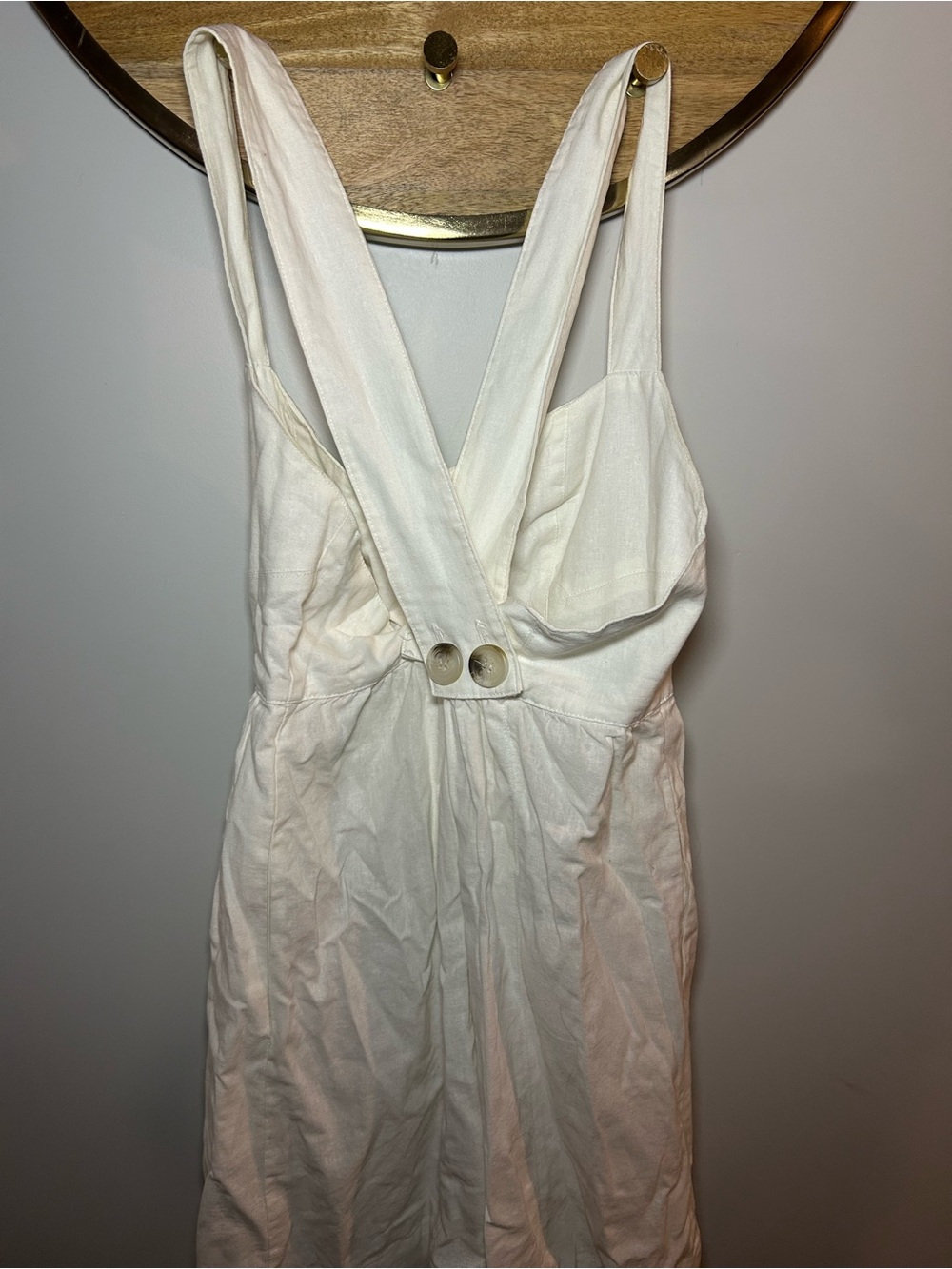 Free People Cream Button-Front Mini Sundress - Picture 4 of 4